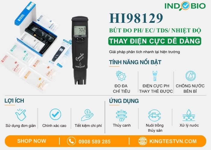 Thông tin chi tiết Bút đo ph ec tds nhiệt độ Hanna HI98129